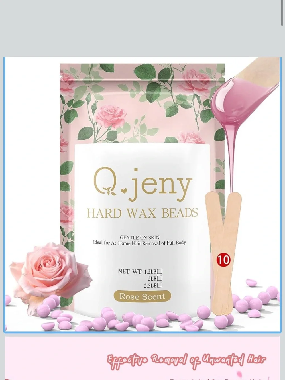 NEW Q.jeny Hard Wax Beads 2.5 lb Rose Formula Sensitive Skin Hair Removal